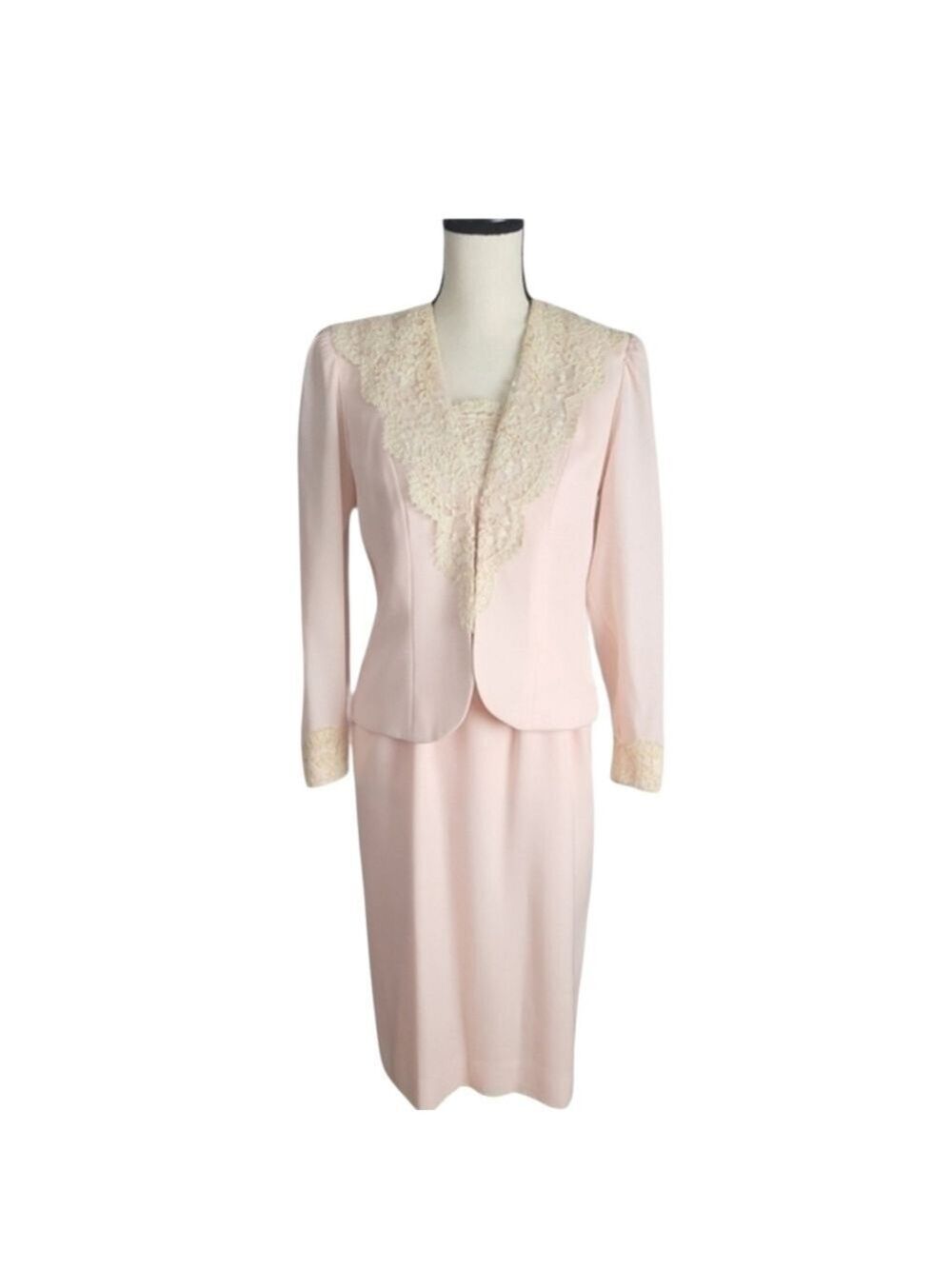 Vintage 70s JoEd Sophisticates Pink Lace Suit – Size 8